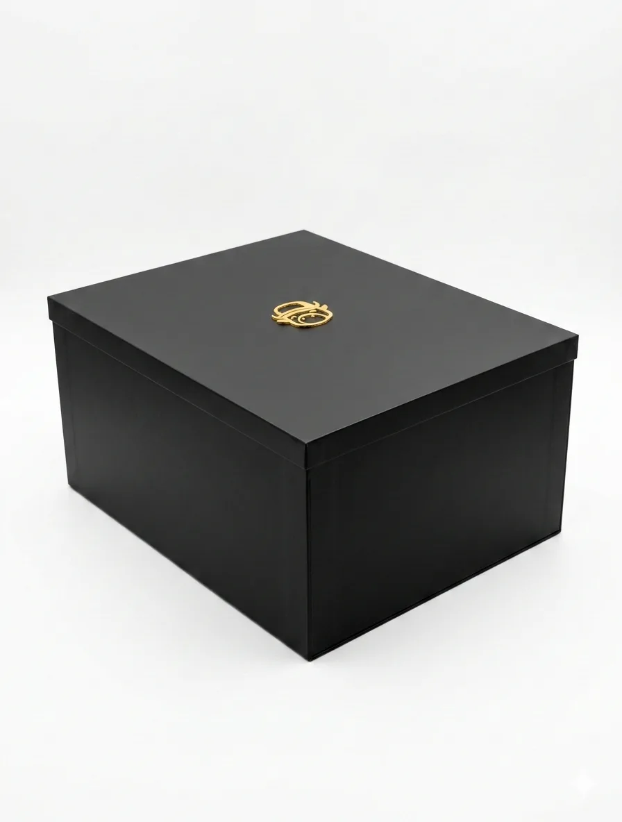 The closed Happi Buffalo box with the gold mark on the lid