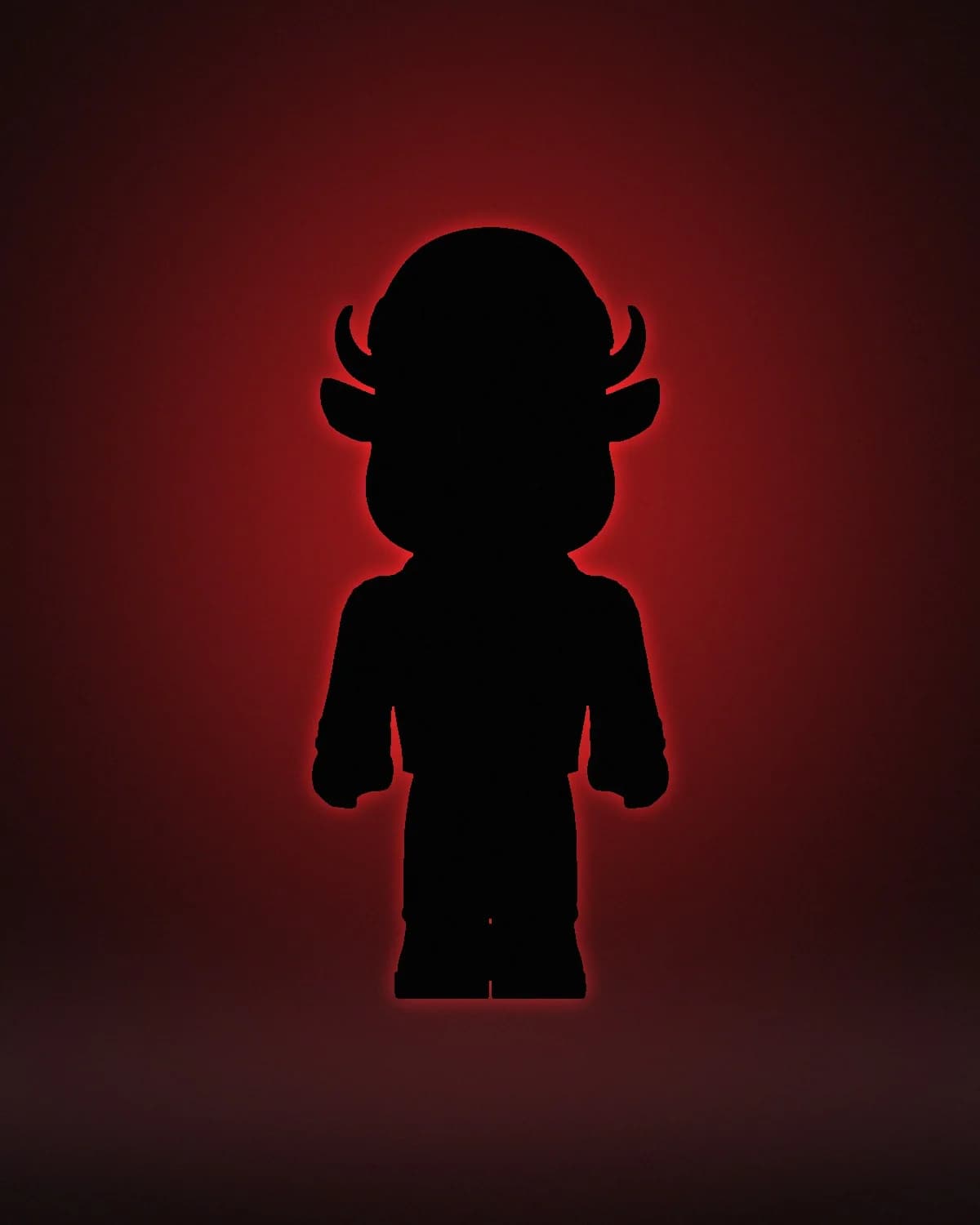 Silhouette of the next Happi Buffalo, backlit in red